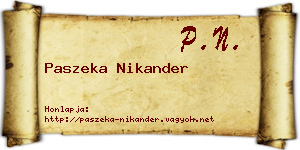 Paszeka Nikander névjegykártya